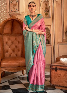 Banarasi Silk Weaving Trendy Saree in Pink