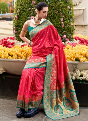 Banarasi Silk Weaving Trendy Saree in Rose Pink