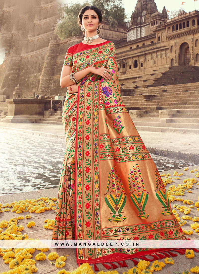 Banarasi Silk Zari Work Saree In Red