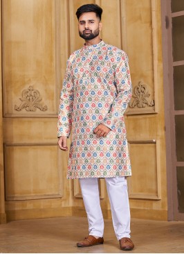 Banglori Silk Printed Kurta in Multi Colour