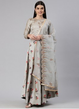 Baronial Embroidered Banarasi Jacquard Gown 