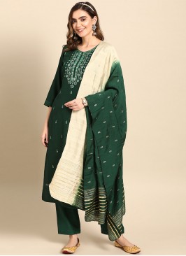 Baronial Green Embroidered Salwar Kameez