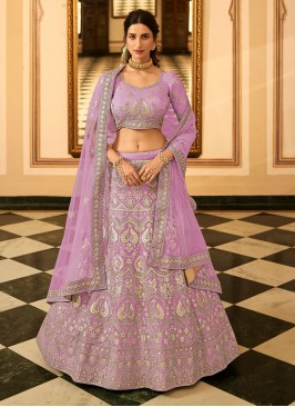 Baronial Organza Sequins Lavender Lehenga Choli