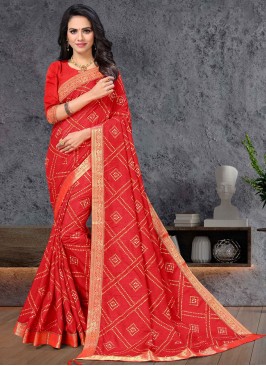 Baronial Patch Border Vichitra Silk Traditional Saree