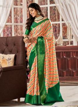 Beauteous Digital Print Satin Contemporary Saree