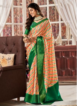 Beauteous Digital Print Satin Contemporary Saree