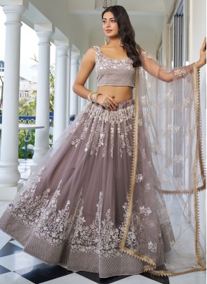 Beauteous Grey Net Trendy Lehenga Choli