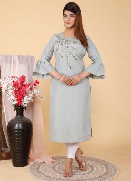 Beauteous Handwork Grey Designer Kurti