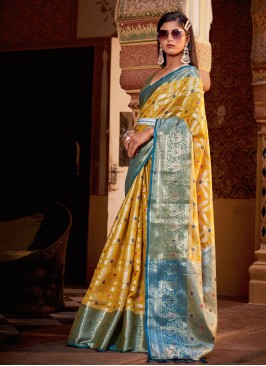 Beauteous Mustard Silk Contemporary Style Saree