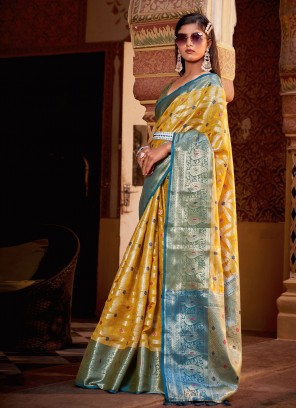 Beauteous Mustard Silk Contemporary Style Saree