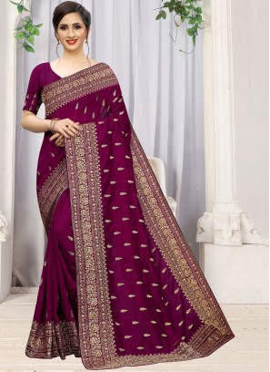 Beauteous Purple Silk Silk Saree