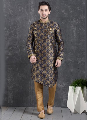 Beautiful Blue Color Function Wear Indo Western Kurta Pajama