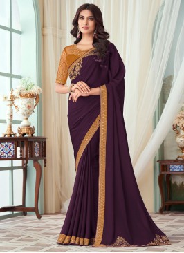 Beautiful Border Purple Classic Saree