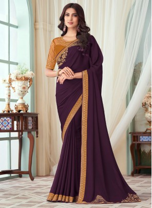 Beautiful Border Purple Classic Saree