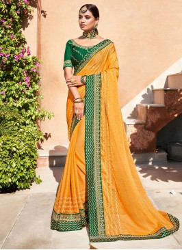 Beautiful Chiffon Orange Contemporary Saree