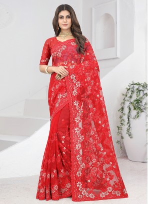 Beautiful Embroidered Net Classic Saree