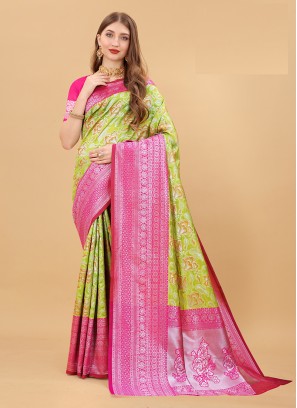 Beautiful Green Color Function Wear Banarasi Saree