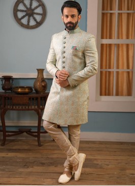 Beautiful Green Color Function Wear Indo Western Suit