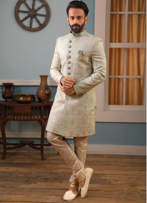 Beautiful Green Color Function Wear Indo Western Suit