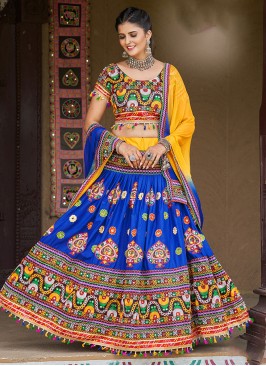 Beautiful Mirror Blue Lehenga Choli