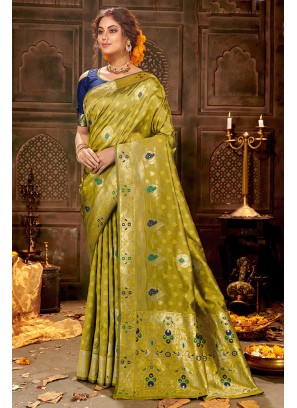 Beautiful Party Wear Saree In Green Color