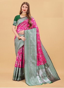 Beautiful Pink Color Function Wear Banarasi Saree