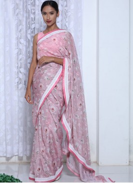 Beautiful Pink Color Printed Saree