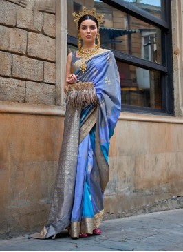 Beautiful Silk Blue Contemporary Saree