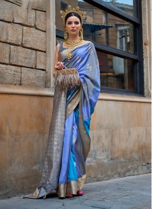 Beautiful Silk Blue Contemporary Saree