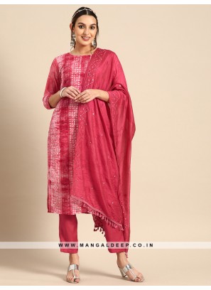Beautiful Smooth Pink Cotton Suit With Digital Print