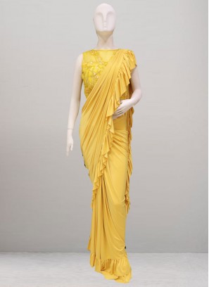Beautiful Yellow Color Party Wear Saree
