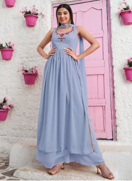 Beckoning Aqua Blue Sequins Designer Salwar Suit