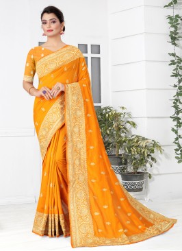 Beckoning Silk Mustard Designer Traditional Saree