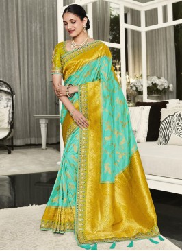 Beckoning Silk Sea Green Contemporary Saree