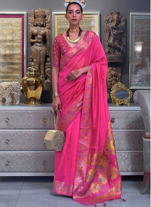 Beckoning Weaving Organza Rani Trendy Saree