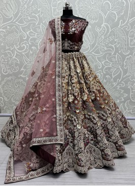 Beckoning Zircon Maroon Designer Lehenga Choli