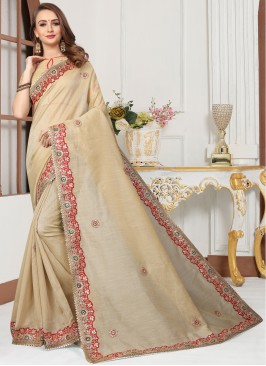 Bedazzling Embroidered Beige Traditional Designer 