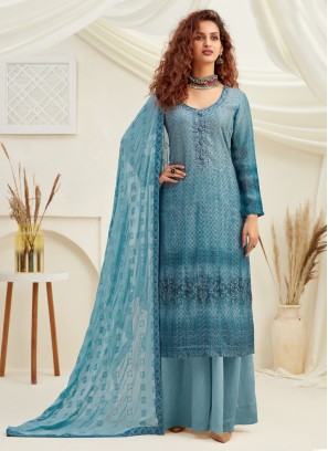 Bedazzling Embroidered Festival Designer Palazzo Suit