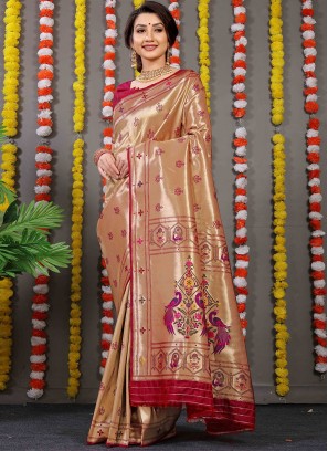 Bedazzling Red Festival Trendy Saree