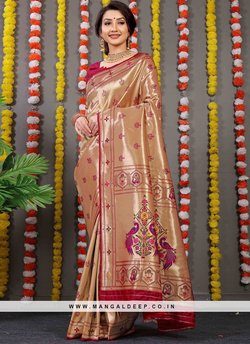 Bedazzling Red Festival Trendy Saree