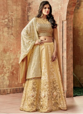 Beige Art Silk Resham Lehenga Choli