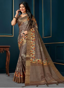 Beige Ceremonial Contemporary Saree