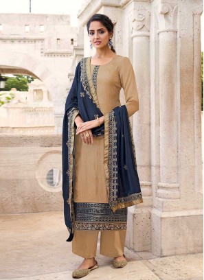 Beige Color Chinnon Pakistani Dress