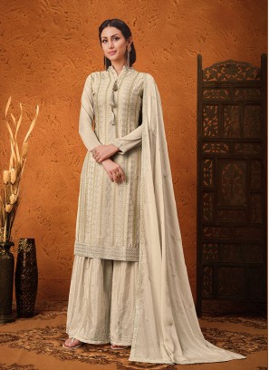 Beige Color Chinon Salwar Kameez