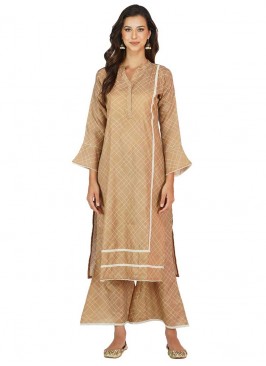 Beige Color Cotton Kurti Pant