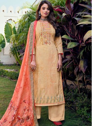 Beige Color Cotton Salwar Kameez