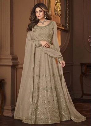 Beige Color Georgette Anarkali Suit