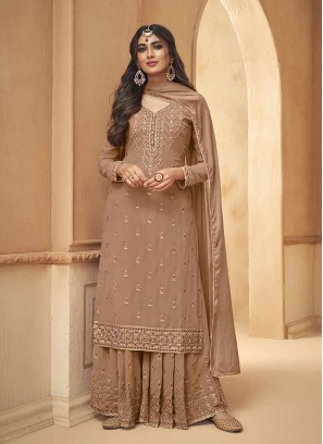 Beige Color Georgette Palazzo Suit