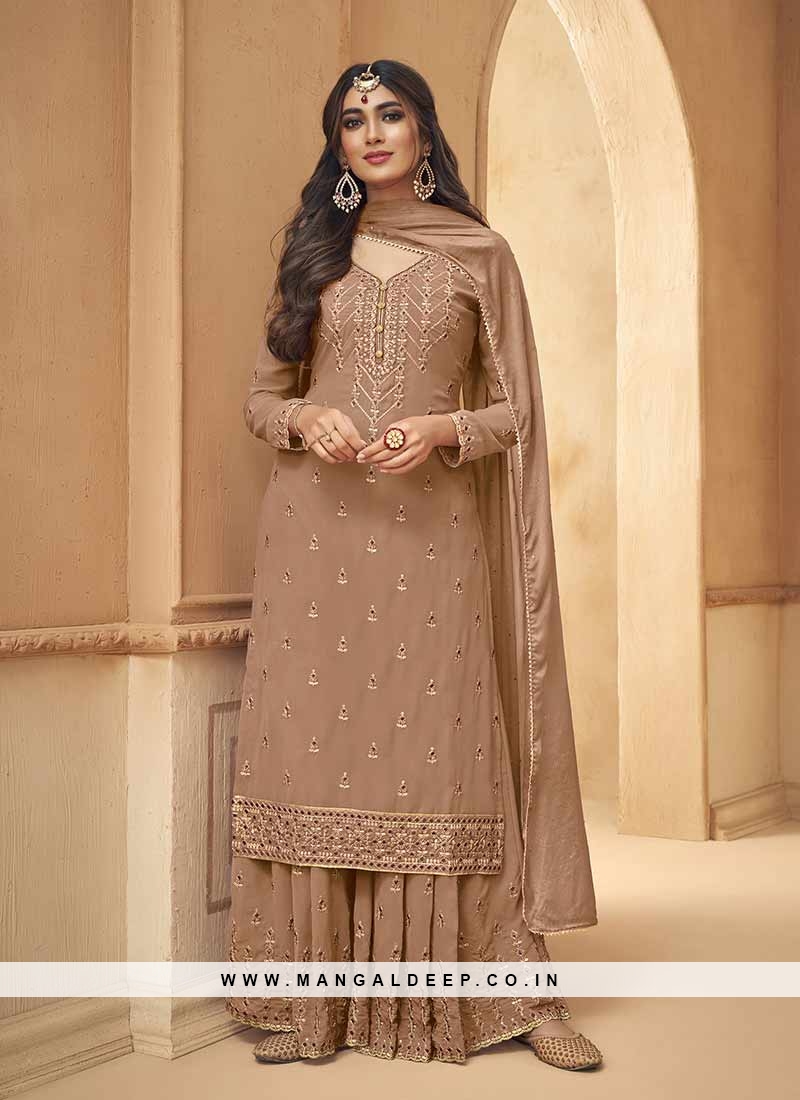 Green Color Wedding Function Wear Georgette Suit