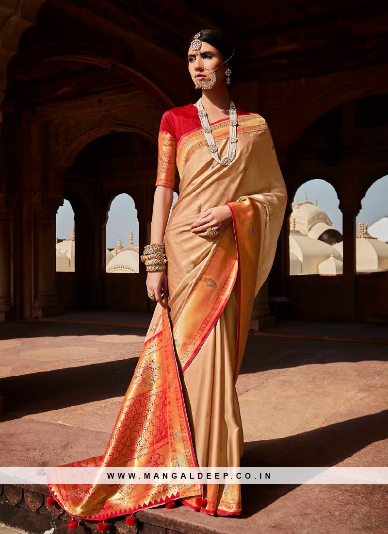 Beige Color Gorgeous Silk Saree